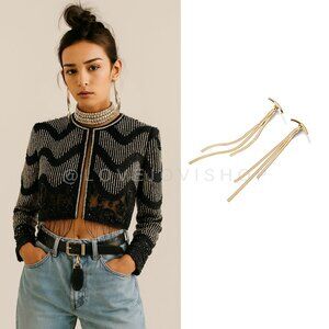 Baubles | Clutch Gold Crescent Spike Tassel Earrings | Edgy Boho Statement
